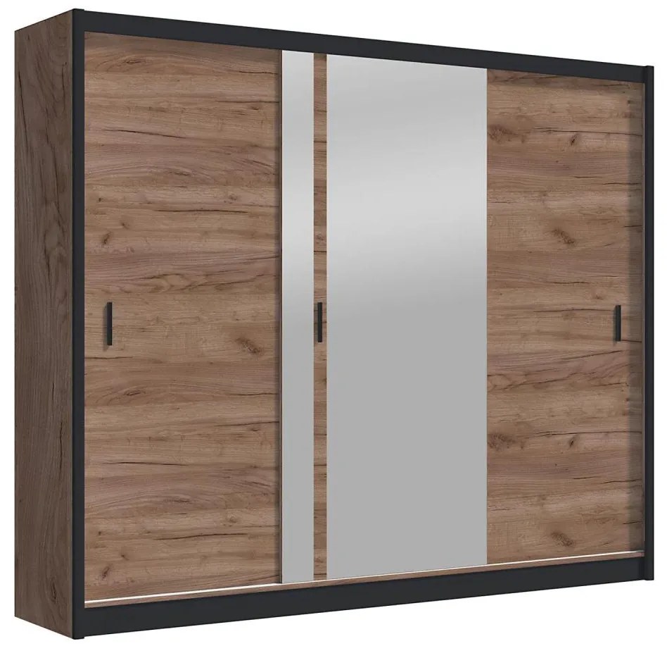 Šatní skriňa so zrkadlom SABRINA 250x215 cm dub craft