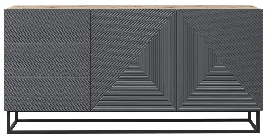 Komoda Asha 167 cm so zásuvkami a kovovým podstavcom - artisan / rivier stone mat