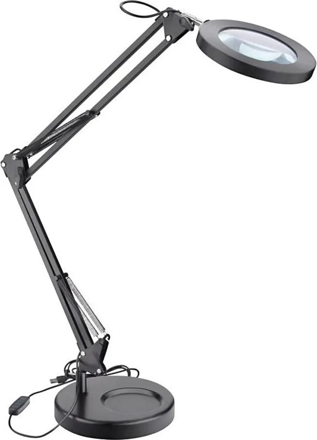 Extol - LED Stmievateľná stolná lampa s lupou LED/8W/5V 2900/4500/7500K čierna