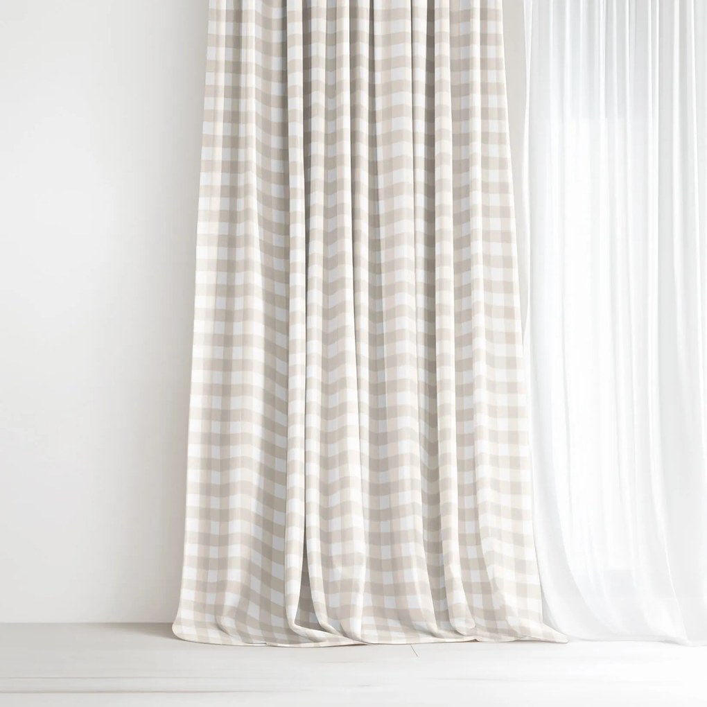 Goldea bavlnený záves - latte kocky 140x150 cm