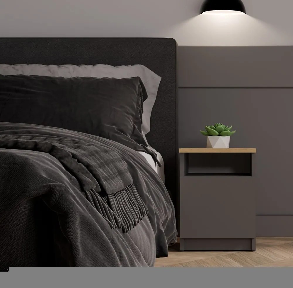 Nočný stolík Galax 30 cm antracit/dub artisan