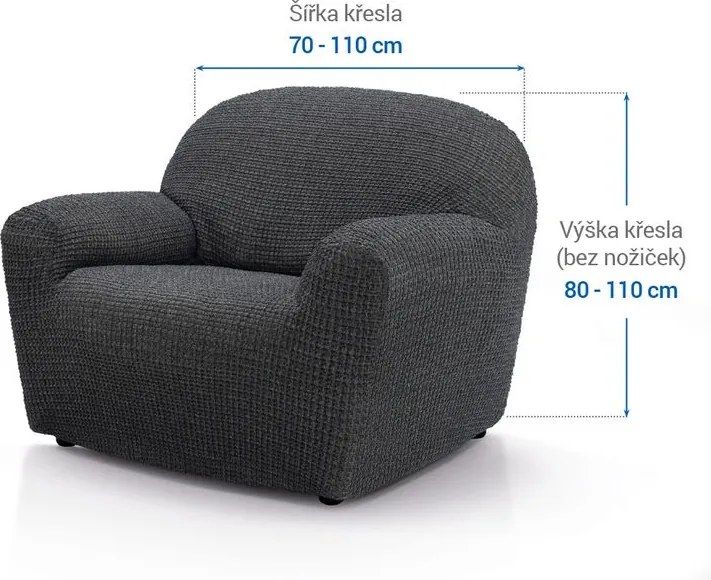 Super strečové poťahy RUBINIA antracitová kreslo (š. 70 - 110 cm)