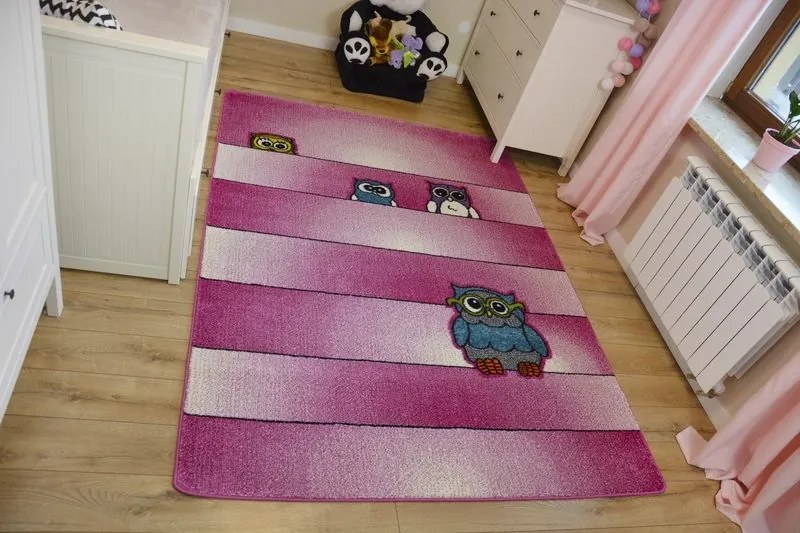 Kusový koberec KIDS sovy ružový C412