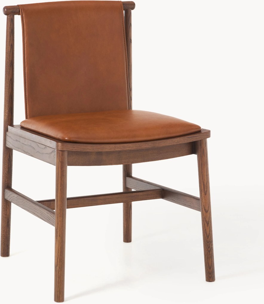 Jedálenská stolička z jaseňového dreva's koženým sedadlom Hayo
