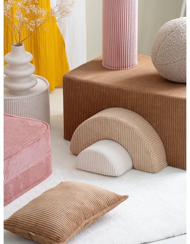 Hnedé menčestrové penové ihrisko 75x49x37 cm Rainbow Montessori – Wigiwama