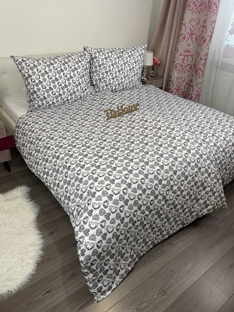 Obliečky bavlnené Amálka čierna TiaHome - 1x Vankúš 90x70cm, 1x Paplón 140x200cm