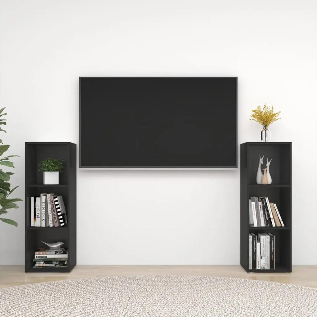 TV skrinky 2 ks čierne 107x35x37 cm drevotrieska