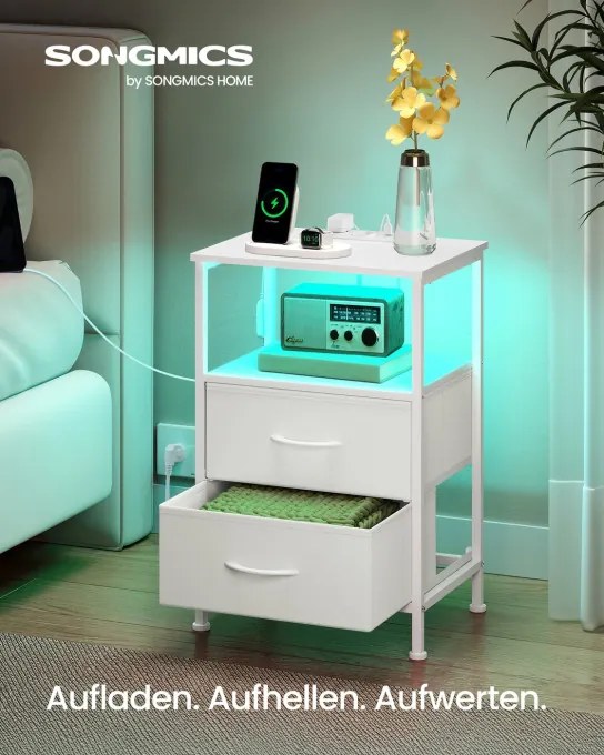 Nočný stolík BELLAH s nabíjacou stanicou LGS302WH03