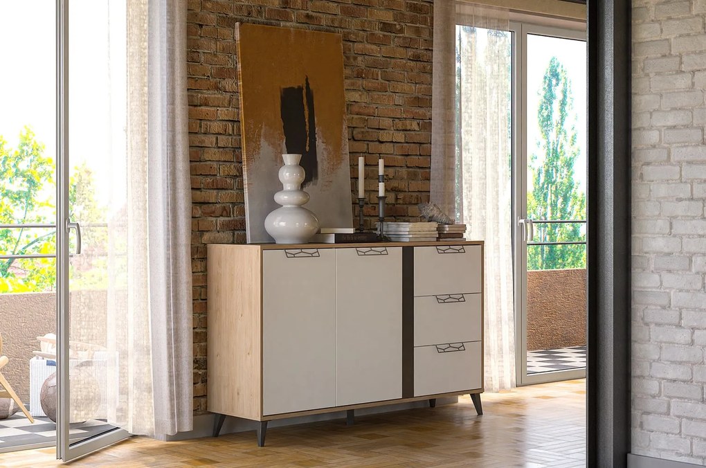 Komoda Moet 45 150 cm ořech americký Jackson/bílá/grafit