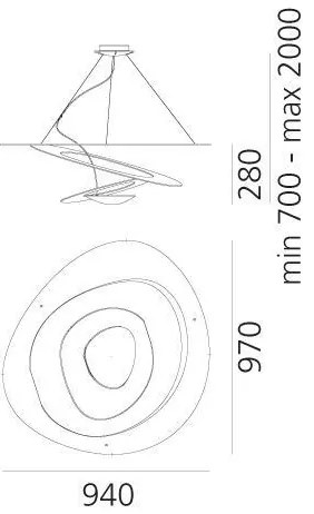 Artemide 1254110A - LED Stmievateľný luster na lanku PIRCE LED/44W/230V 3000K biela