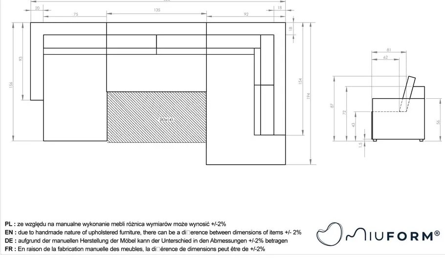 Antracitovosivá menčestrová rozkladacia rohová pohovka (pravý roh/do tvaru "U") Brave Dave – Miuform