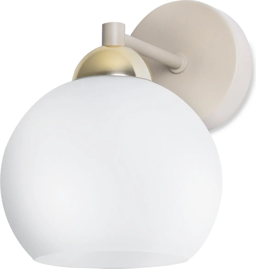 Nástenné svietidlo Eliza 1, 1x biele sklenené tienidlo, g/be