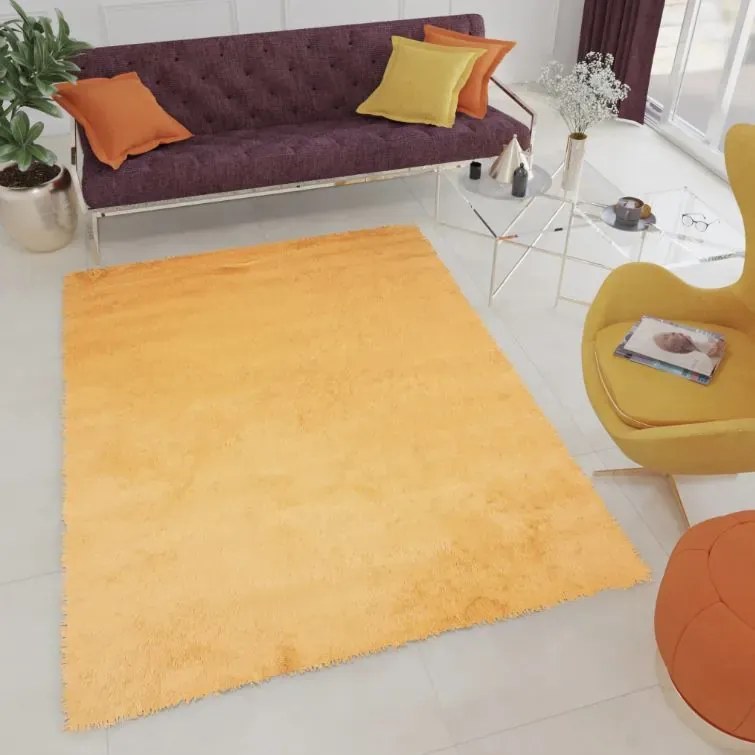 Plyšový koberec TOP - HORČICOVO ŽLTÝ