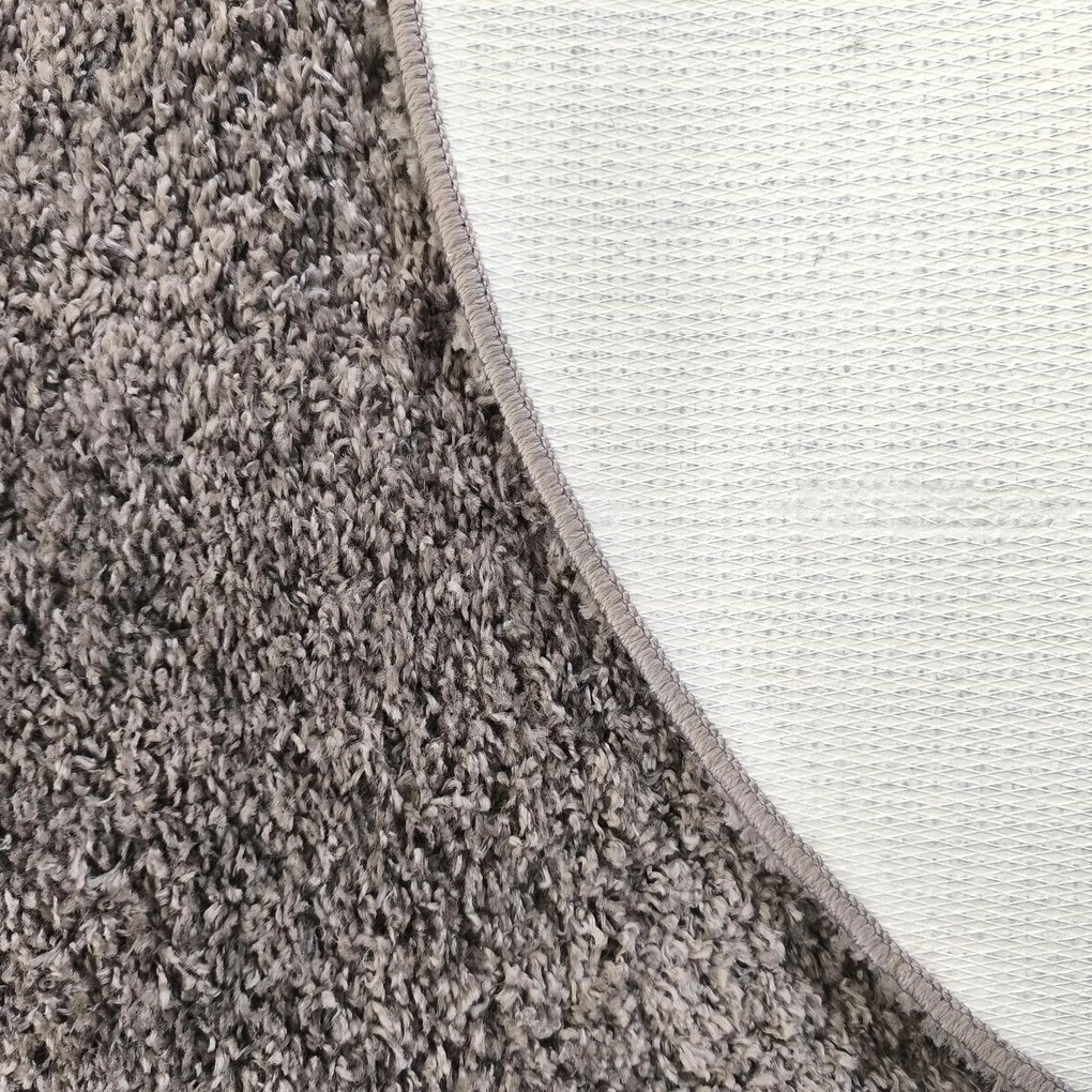 DY Sivo-béžový okrúhly shaggy koberec Camel Rozmer: 60 cm