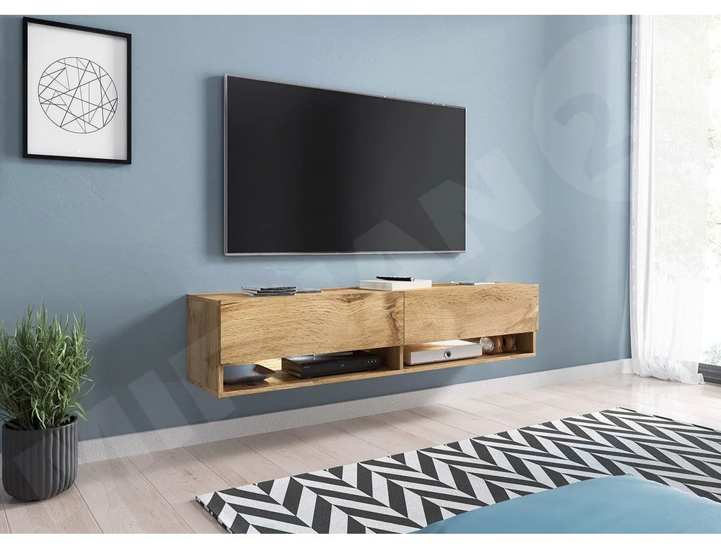 TV skrinka Aldesia -140 (dub wotan) (osvetlenie LED RGB farebné). Akcia -6%. Vlastná spoľahlivá doprava až k Vám domov. 1058415