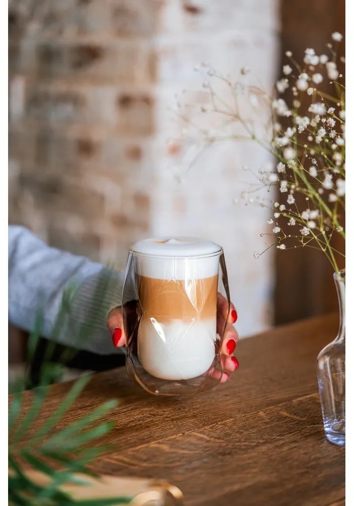 Súprava 2 dvojstenných pohárov na latté Vialli Design Geo, 350 ml