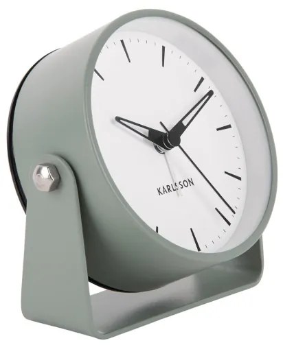 Dizajnový kovový budík Karlsson Calm KA5937GR – šedý nefrit, 11 cm