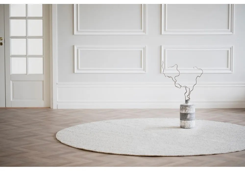 Svetlosivý vlnený okrúhly koberec ø 250 cm Auckland - Rowico