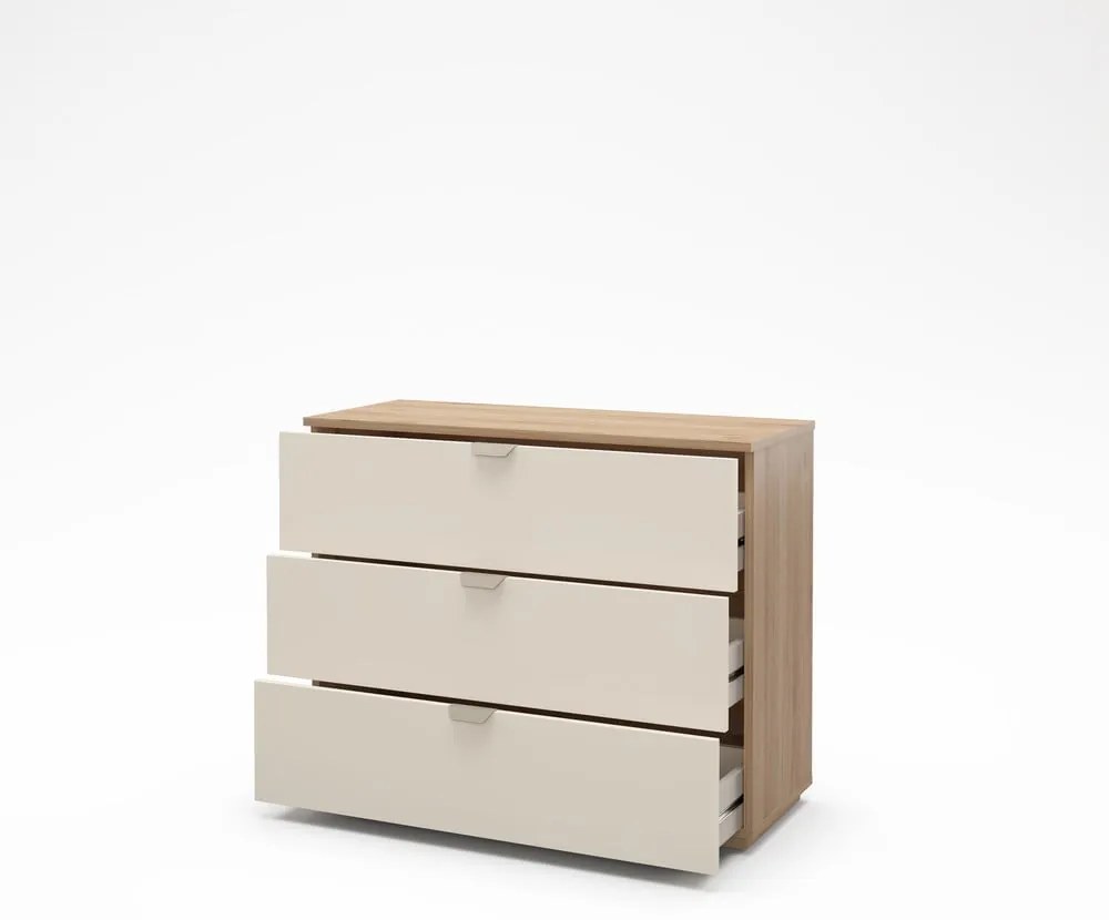 Komoda v dekore duba v krémovo-prírodnej farbe 100x80x40 cm Dennis – Marckeric