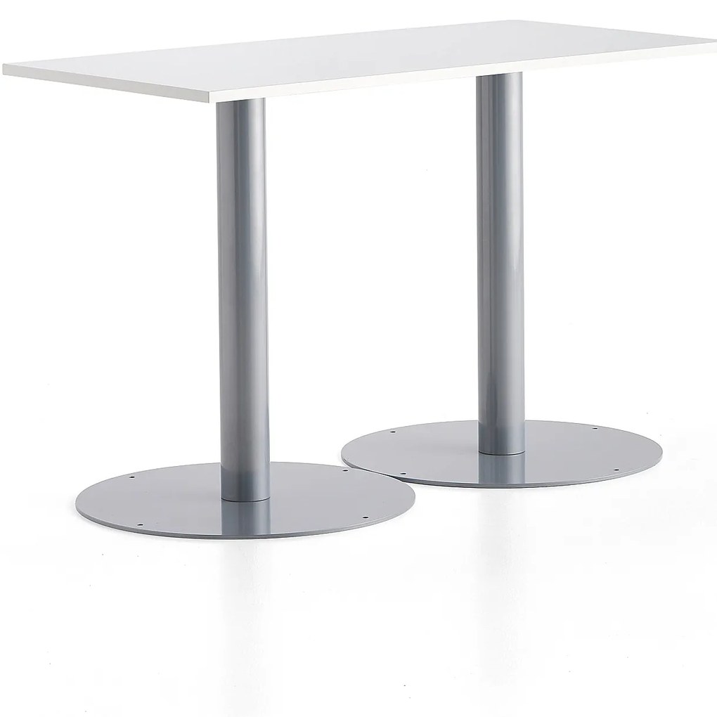 Stôl ALVA, 1400x700x900 mm, strieborná, biela