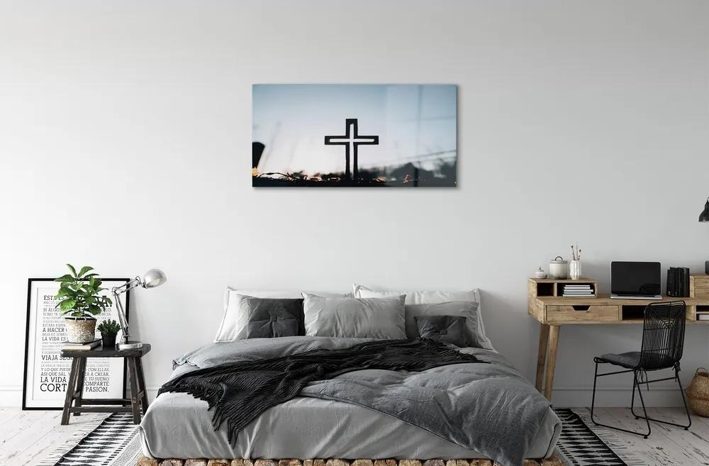Sklenený obraz kríž 100x50 cm