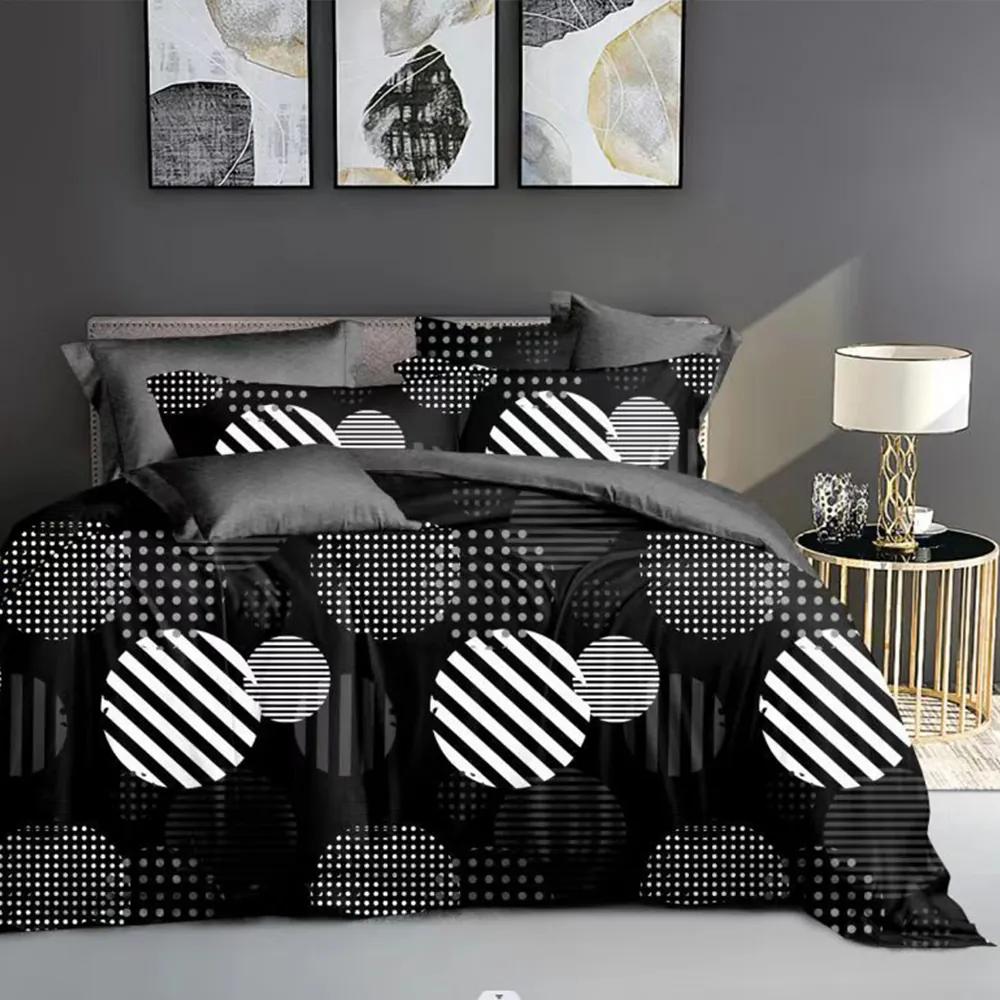Bavlnené posteľné obliečky 7-dielne luxusné čierna G-102