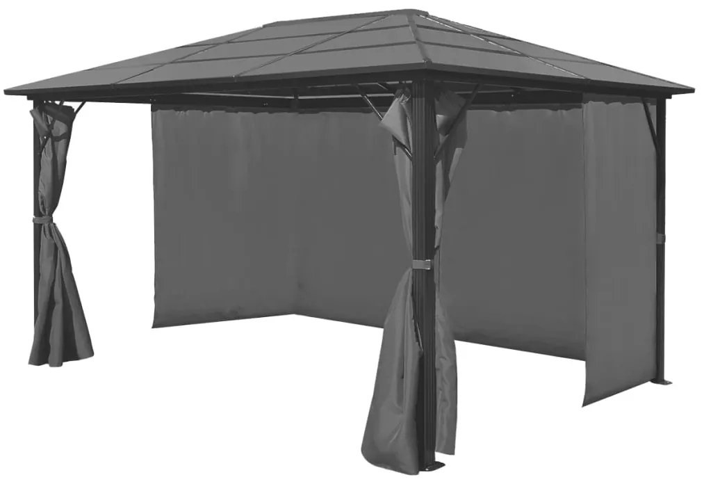 Altánok so závesmi, antracitový, hliníkový 400x300 cm