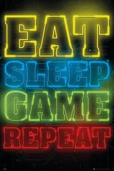 Plagát, Obraz - Gaming - Eat Sleep Game Repeat, (61 x 91.5 cm)
