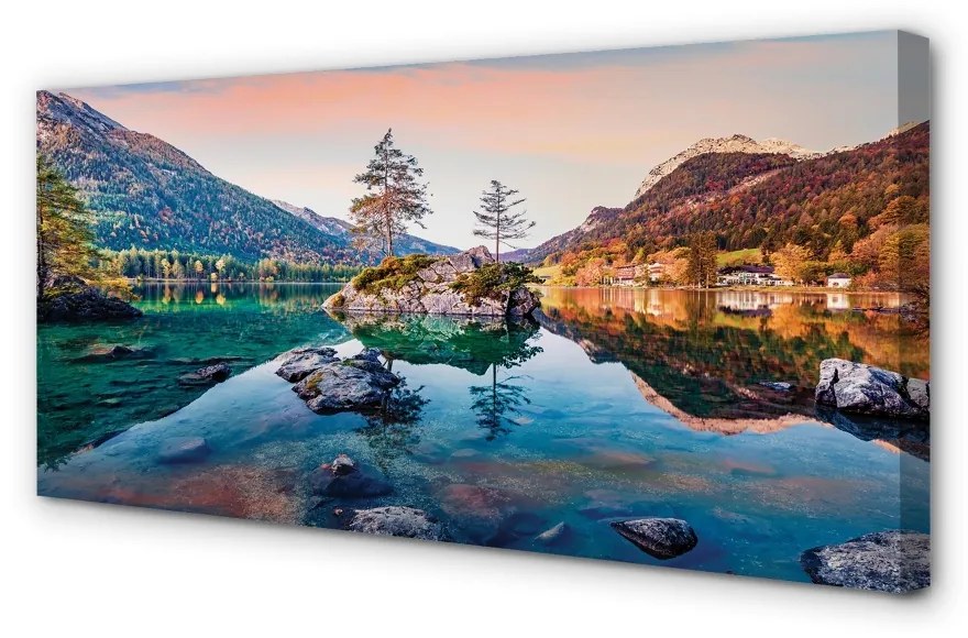 Obraz na plátne Nemecko Alpy jeseň Horské jazero 125x50 cm