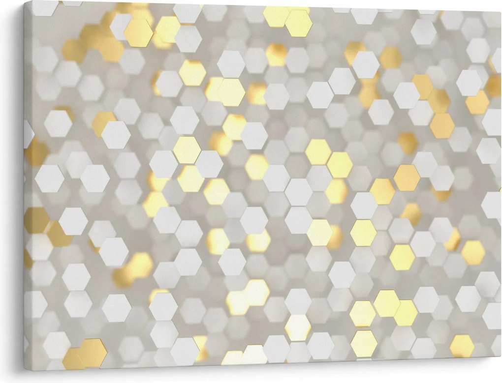 Obraz - Zlato-biele hexagóny (70x50 cm)