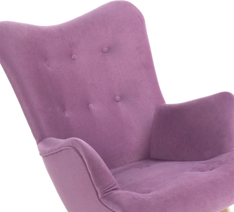 Kreslo Picolo s podnožkou, fialová / prírodná (ART 14861)