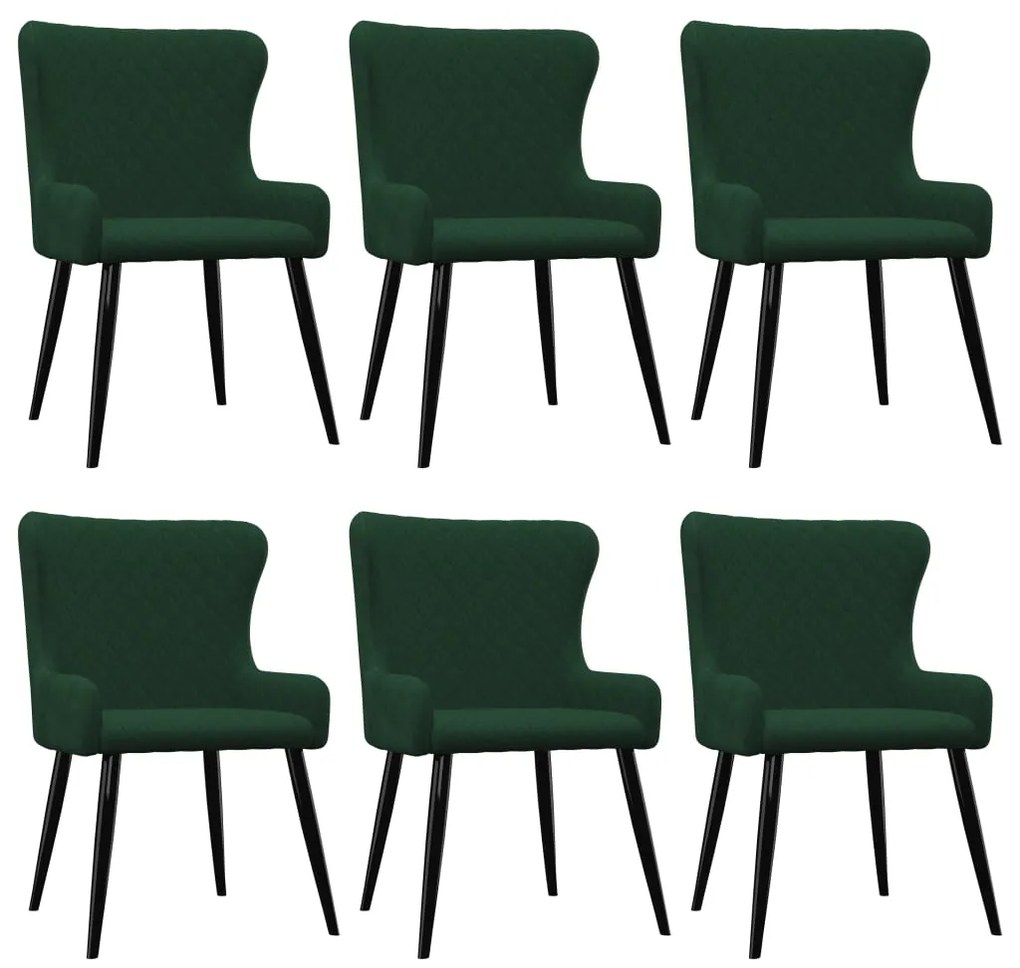 vidaXL Jedálenské stoličky 6 ks, zelené, zamat