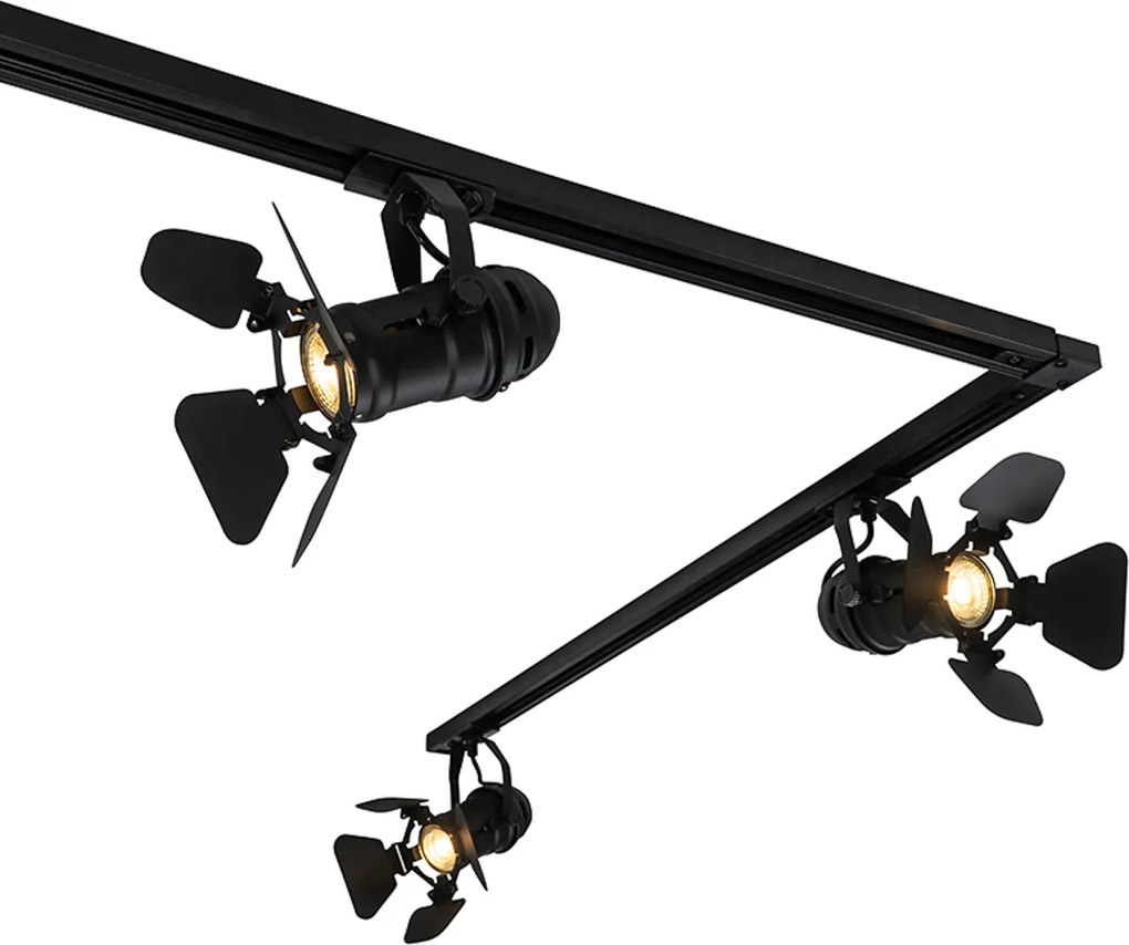 Inteligentný koľajnicový systém čierny 5-svetlo vrátane Wifi GU10 - Movie