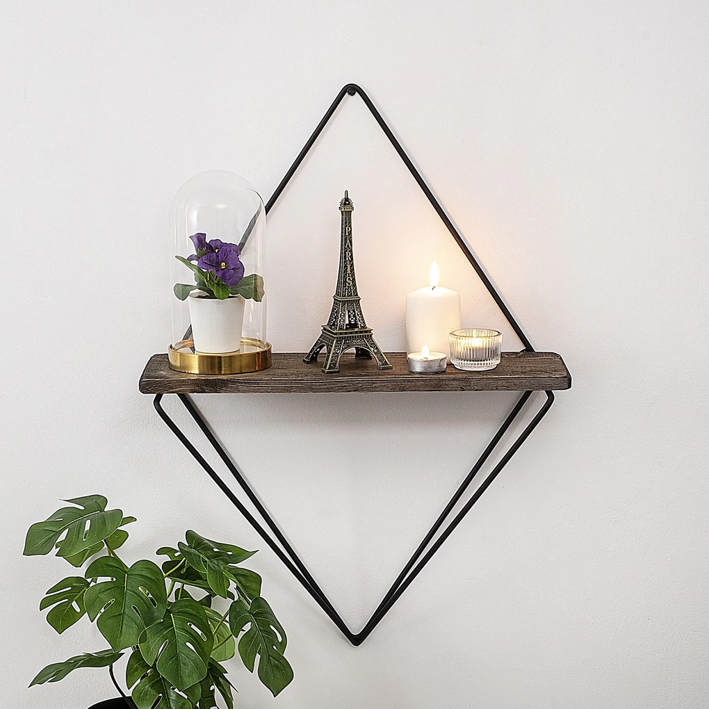 Nástenná polica PAEONIA tmavý orech