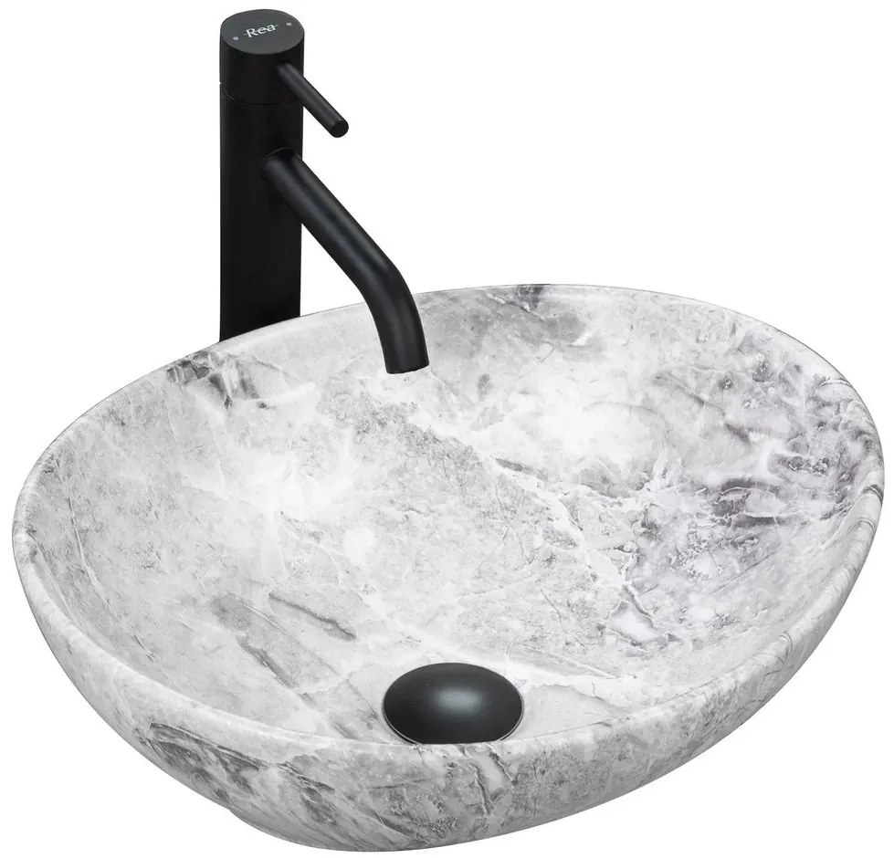 REA Sofia Stone Marble umývadlo, 41 x 35 cm, šedá, REA-U9908