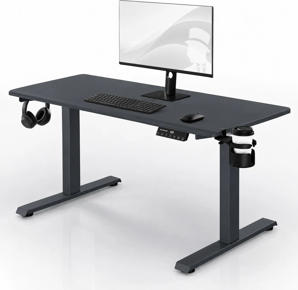 Elektrický stôl s reguláciou výšky ergonomický antracitový,1400x700 mm: ARIA