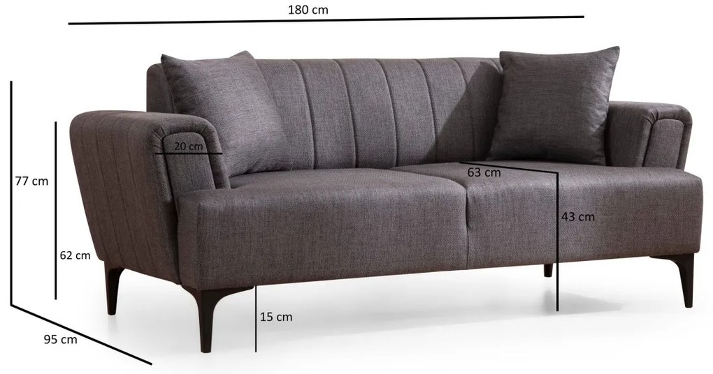 Dvojmiestna pohovka Hamlet 180 cm sivá