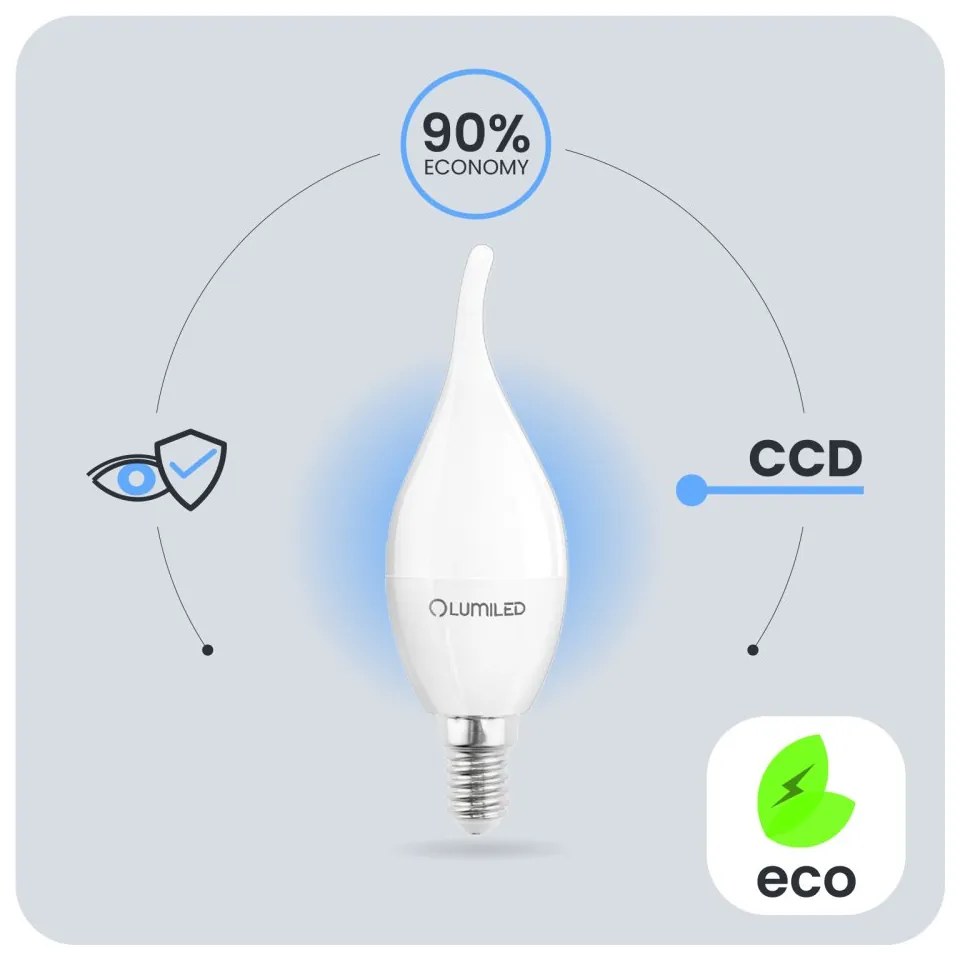 LED žiarovka E14 BA35 8W = 60W 806lm 4000K Neutrálna 180° LUMILED