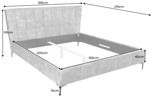 Posteľ 41669 160x200cm Boutique Zamat Tmavošedá - Komfort-nábytok