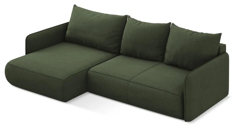 Zelená rozkladacia/s úložným priestorom rohová pohovka (ľavý roh) Nanea – Makamii