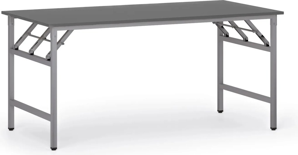 Konferenčný stôl FAST READY, 160x80 cm, sivostrieborná podnož, grafit