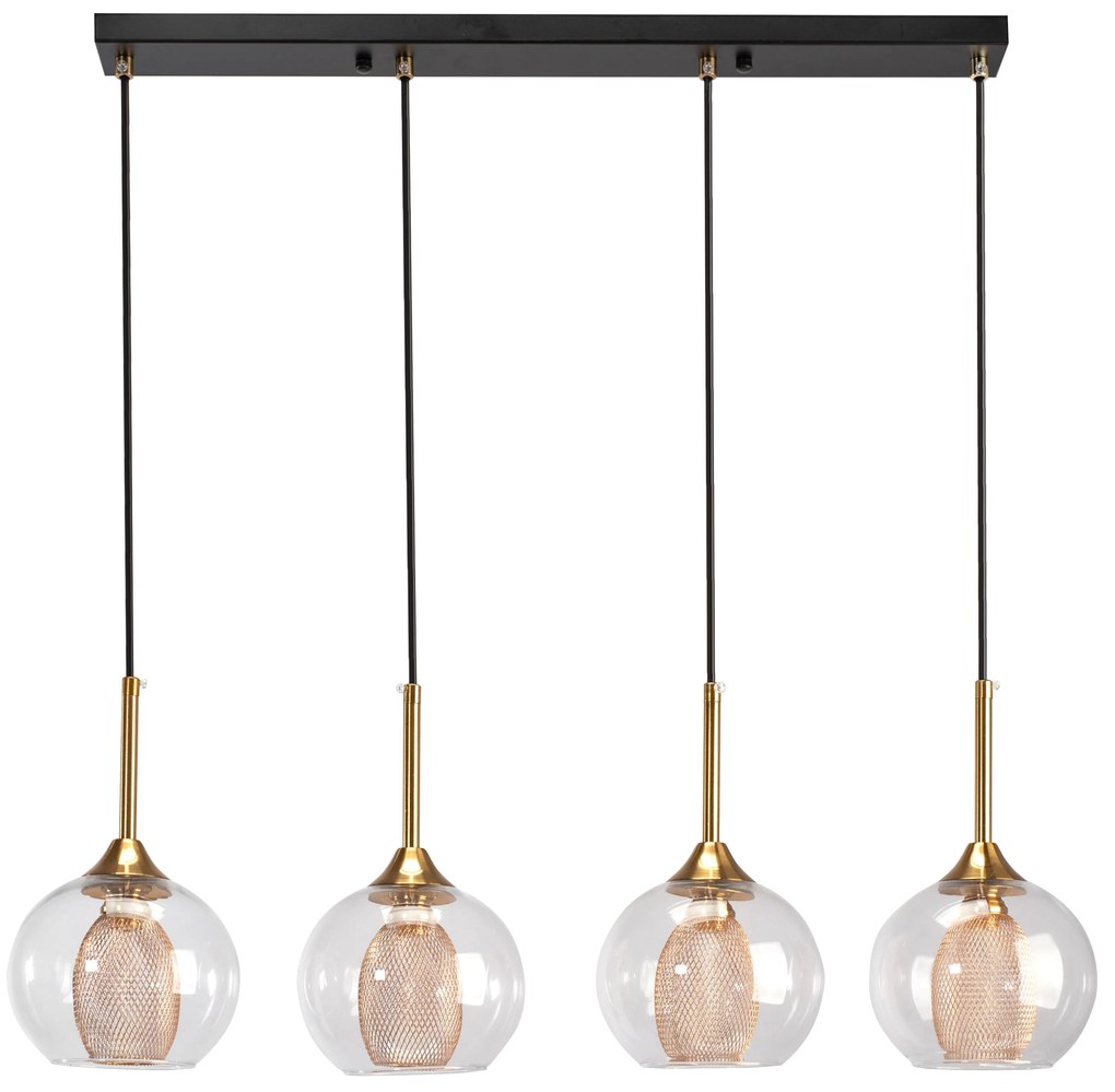 Toolight - Závesné svietidlo 4xG9 60W APP899-4CP, čierna-zlatá, OSW-03202