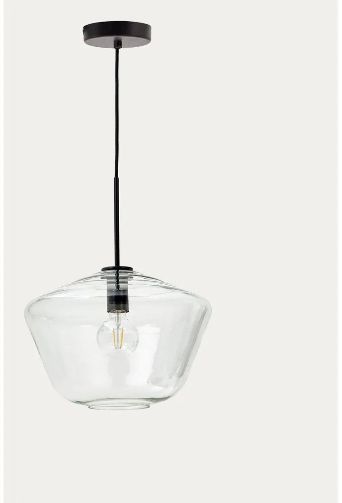 Čierne závesné svietidlo so skleneným tienidlom ø 34 cm Mao – Kave Home