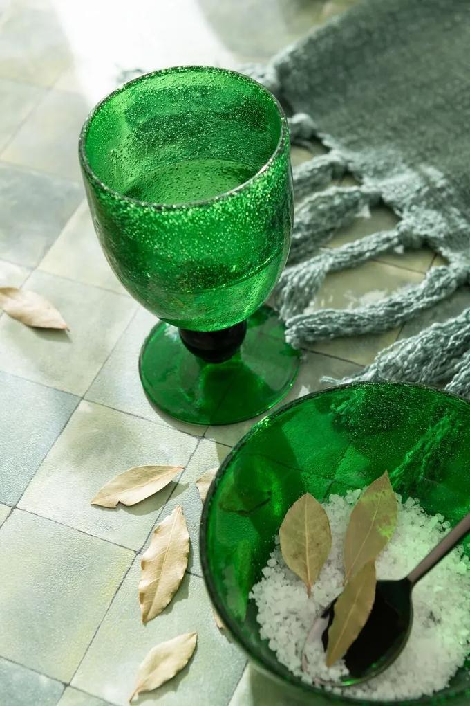 Zelený pohár s bublinkami na nohe Lisboa - Ø9*15cm / 370ml