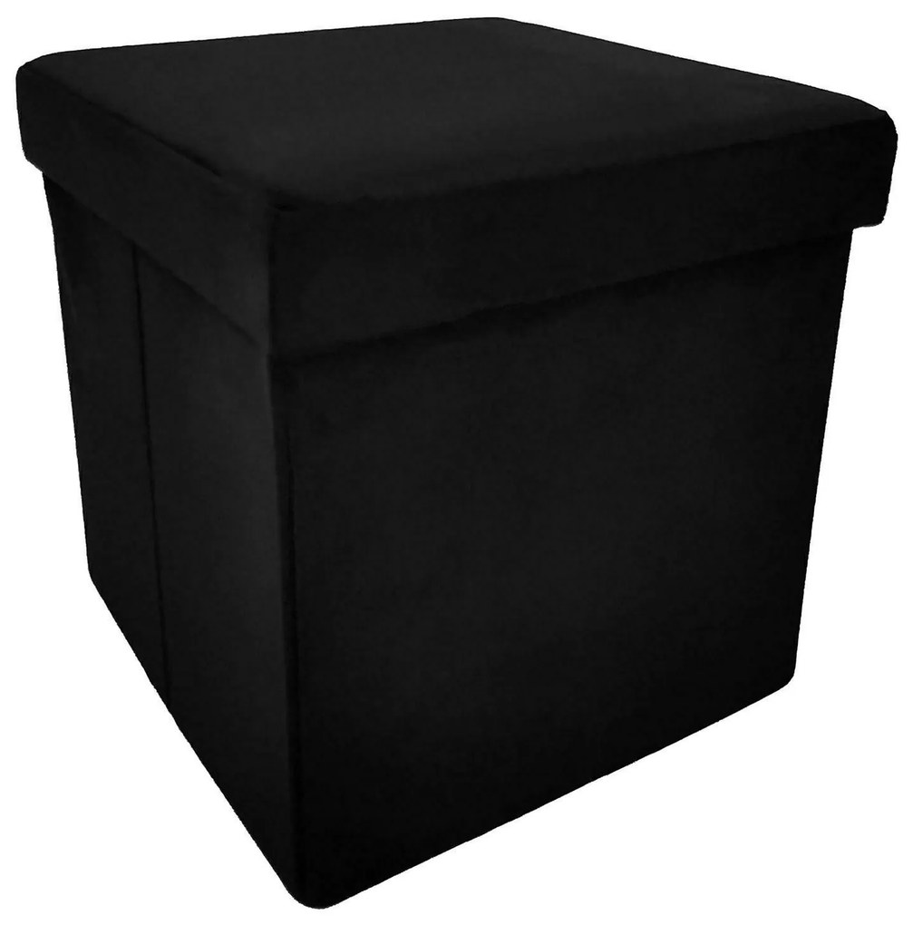 Skládací taburet s úložným prostorem PERFECT 30x30 cm černý