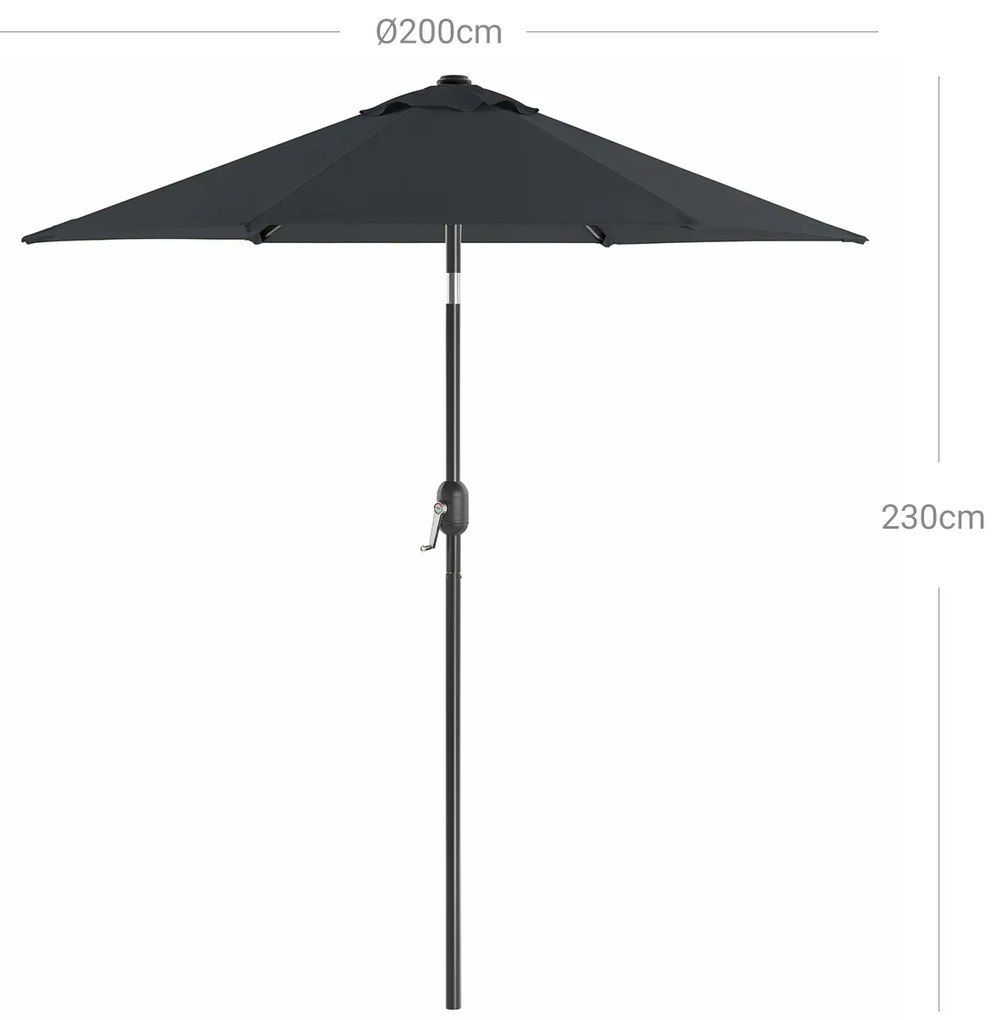 Záhradný slnečník Molat 2,15 m tmavosivý