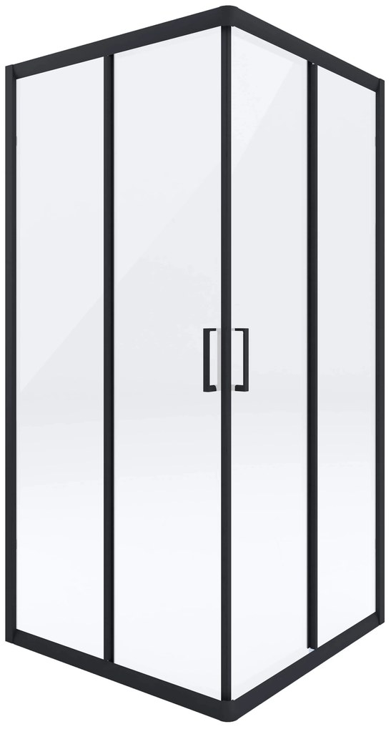 Deante Funkia, štvorcový sprchový kút 90x90 cm, výška 185cm, 5mm číre sklo, čierny profil, KYC_N41K