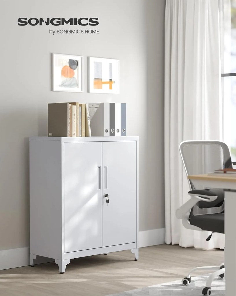 Kartotéka, uzamykateľná multifunkčná úložná skrinka, matná sivá