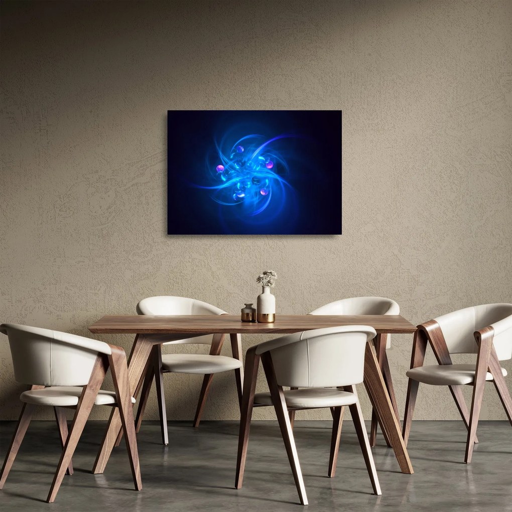 Moderný sklenený obraz modrej abstrakcie (70x50 cm)