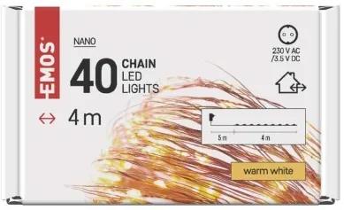 Vánoční LED řetěz Nanos měděný s časovačem 4 m teplá bílá